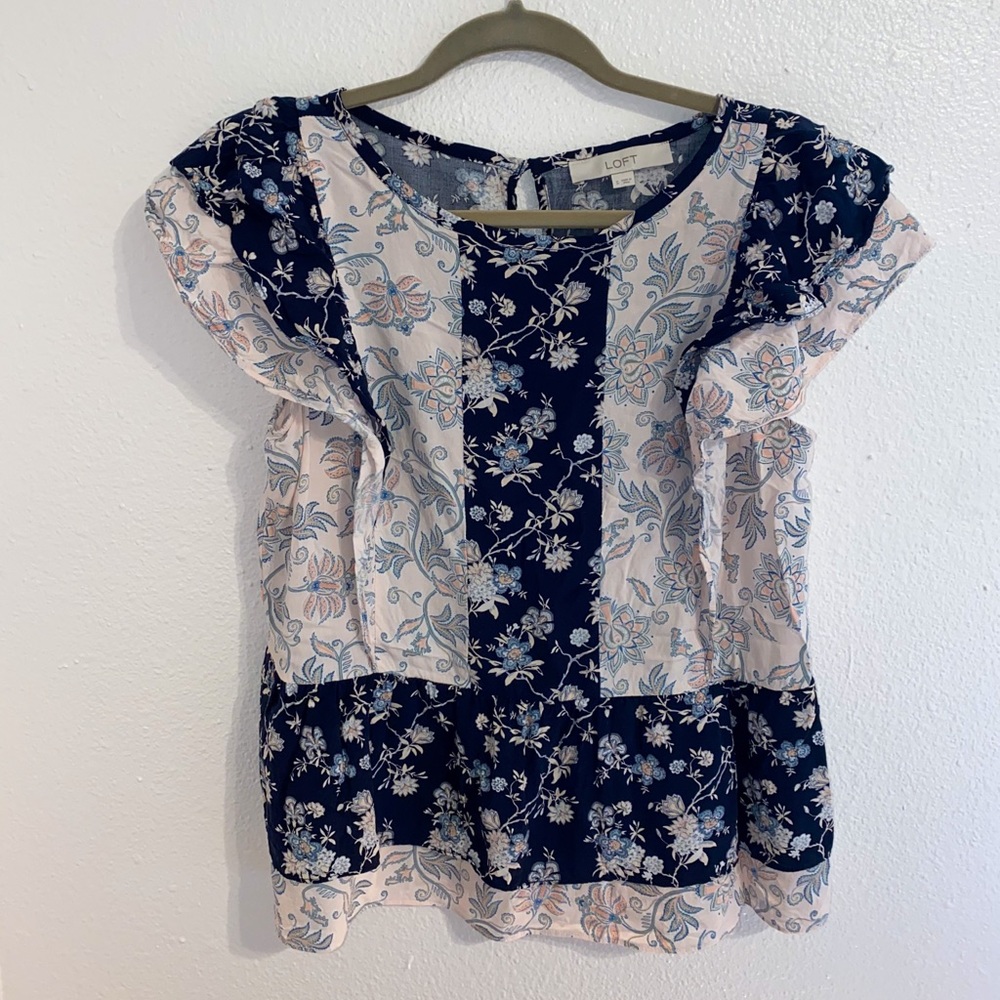 LOFT Floral Print Blouse Women’s Size Small